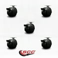 thumbnail image 2 of 2 Inch Black Metal Hooded Twin Caster with Brake Nylon Wheels Top Plate Set of 5, 2 of 2