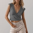 thumbnail image 2 of Camisetas para las Mujeres de Ajuste Suelto Casual Sólido V-Cuello Blusa, Moda Manga Corta Cuello Redondo Top para el Hogar Y el Uso Diario, Tela Suave, 2 of 8