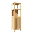thumbnail image 7 of Gzxs 52"H Bathroom Bamboo Storage Cabinet, 4 Tiers Multifunctional Floor Shelving Unit, Freestanding Tower Corner Rack, Natural, 7 of 7