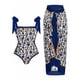 thumbnail image 3 of Traje de baño de una pieza de dos piezas con estampado fijo con cobertura conservadora de falda de cadera y traje de baño parcial,, 3 of 6