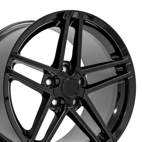 OE Wheels CV07 18 Inch Rims Fit Corvette C6 Z06 Style 5x120.65 18x9.5 / 18x10.5 Gloss Black - Hollander 5090 (Set of 4)