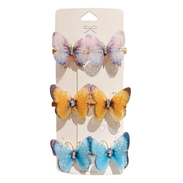 horquillas de mariposa arcoíris de colores para niñas, bonitas pinzas de aleación para el cabello, accesorios seguros y duraderos.