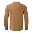 thumbnail image 7 of BiZtdJrK Mens Linen Vacation Tops Long Sleeve Solid Casual Button Stand Collar Summer Work Dress Shirts, Orange, XL, 7 of 7