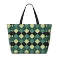 thumbnail image 2 of Fotbe Green Squares Bolsa de Viaje para Playa - Resistente al Agua, Bolsa Tote de Gran Capacidad y Ligera con 7 Bolsillos para Mujeres y Hombres, 2 of 7