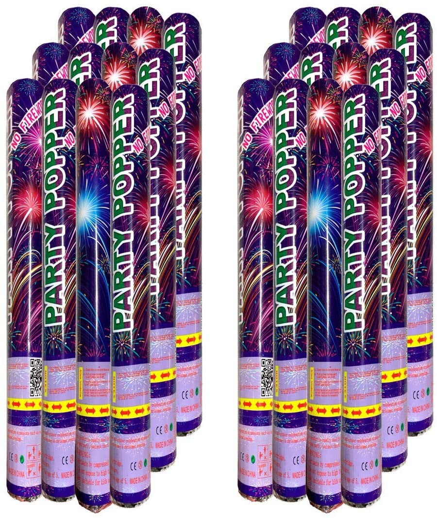 PMU (24 Pack) Large (32 Inch) Confetti Cannons Air Compressed Party Poppers Indoor, Outdoor Safe