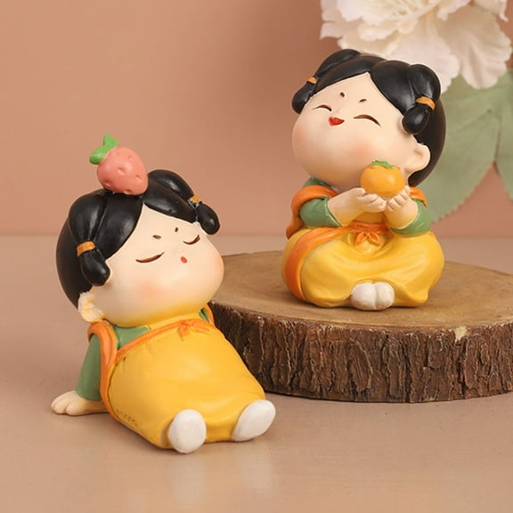 FRCOLOR Suit Lady Statue Decor Creative Resin Cartoon Doll Figurine for Desktop Garden Multi Color 6 3 Inches