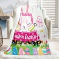 thumbnail image 7 of Happy Easter Bunny Egg Pattern Blanket Throw, Flannel Blanket for Living Room Sofa Bedroom Decoration, 39"x27.5", 7 of 7