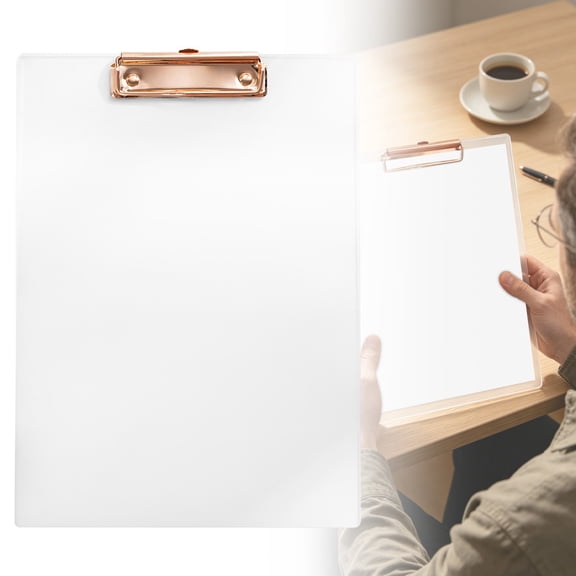 Clip Board Acrylic Clipboard Clear Clip Board Cute Clipboard Clear Gold Clipboard Letter Size Clip Board with Strong Clip Hanging Hole for Office Drawing Writing Document Classroom Organization