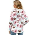 thumbnail image 2 of DISNIMO Butterfly Flower Printed Hoodies for Women Long Sleeve Sweatshirts Waffle Pullover Tops Fall Winter Clothes, XL, 2 of 7