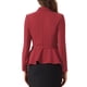 thumbnail image 3 of Blazer de trabajo con peplum para mujer, de manga larga y solapa, con cinturón, color rojo profundo, 3 of 5