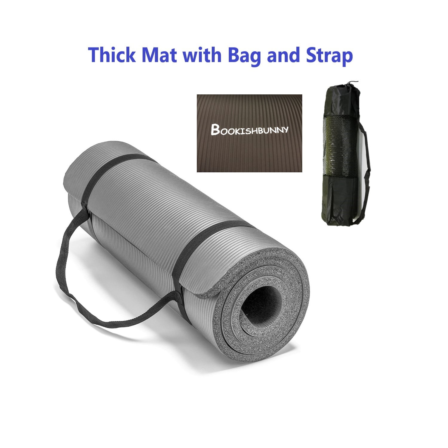 Bookishbunny Yoga Pilates Mat High Density NBR Thick Gym Exercise Mat 72" x 24"x 0.4"