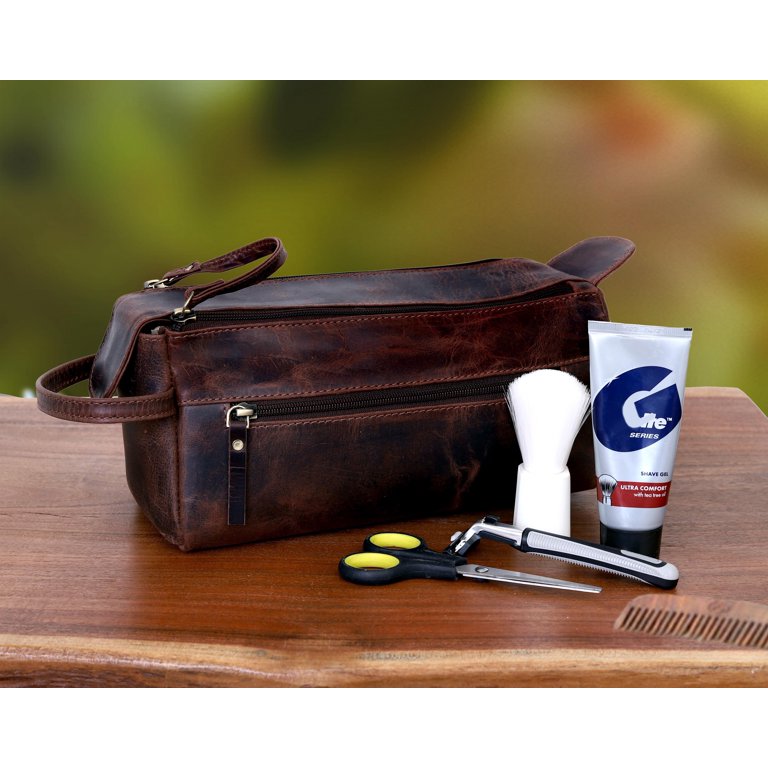 genuine buffalo leather unisex toiletry bag travel dopp kit cuero Premium Vintage Travel Shaving & Dopp Kit For Men And Women : Beauty & Personal Care and all those extras Genuine Buffalo Leather Toiletry Bag