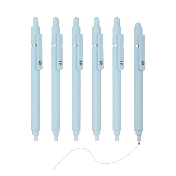 Uxcell 6 Pack Retractable Pens 0.5mm Blue Gel Ink Pens Retractable Ballpoint Pen Fine Point Smooth Writing Cute for Office Home Supplies Journaling Dark Blue