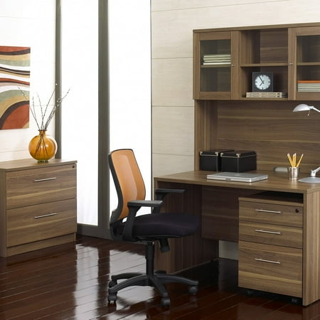 Jesper Computer Desk And Hutch With Optional Filing Cabinets Jesper Computer Desk And Hutch With Optional Filing Cabinets Walnut