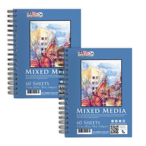 U.S. Art Supply 5.5x8.5" Spiral Sketch Pad, 2-Pack
