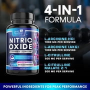 Extra Strength Nitric Oxide Booster - 3X Strength L-Arginine AKG & Citrulline Malate - Men & Women Premium Pre Workout Nitric Booster - Natural Energy & Muscle Support, Bottled in USA - 60 Capsules