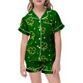 thumbnail image 2 of Pajama Set for Girls 2PC St. Patrick's Day Lapel Button up Kids Loungewear Boys Sleepwear 2 Piece Outfits Z16-Dark Green 12-13 Years, 2 of 4