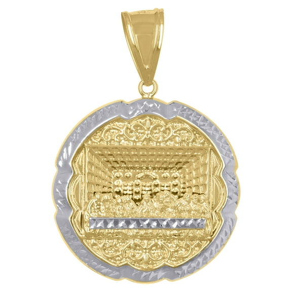 10kt Gold Two-Tone Diamond-Cut Mens Last Supper Religious Medallion Charm Pendant 5.1 Grams