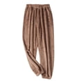 thumbnail image 3 of Feancey Fuzzy Pajama Pants Women Thick Fleece Pj Bottoms Elastic Waist Casual Joggers Solid Color Plush Lounge Trousers Sleepwear Pants Khaki L, 3 of 5
