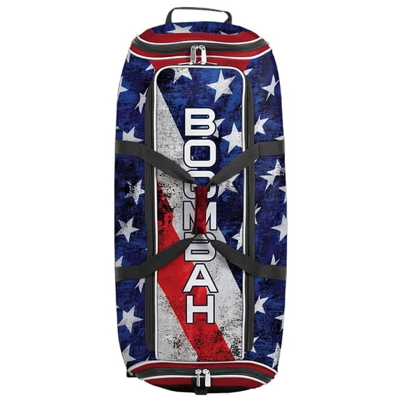 Brute Rolling Bat Bag 2.0-35" x 15" x 12-1/2" - USA Stars & Stripes Navy/Red/White - Holds 4 Bats and Room for Gear - Wheeled Bag