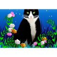 thumbnail image 3 of CafePress - Tuxedo Cat Among The Flow - Postcards (Package of 8), 3 of 3
