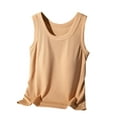 thumbnail image 2 of CLOISE Tank Top with Chest Pads,Womens Tops,Women Solid Without Steel Ring Bra Cups One Sports Camisole Khaki L, 2 of 6