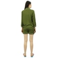thumbnail image 4 of Bimba Button-Down Shirt With Elastic Waist Shorts 2 Pcs Full Sleeve Night Wear Set, 4 of 11