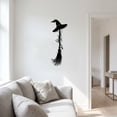 thumbnail image 5 of Gothic Witch Broomstick & Black Hat Metal Wall Decor - 2D Indoor Iron Witch Accessory, 3 Size Options, for Witches & Fantasy Lovers, 5 of 7
