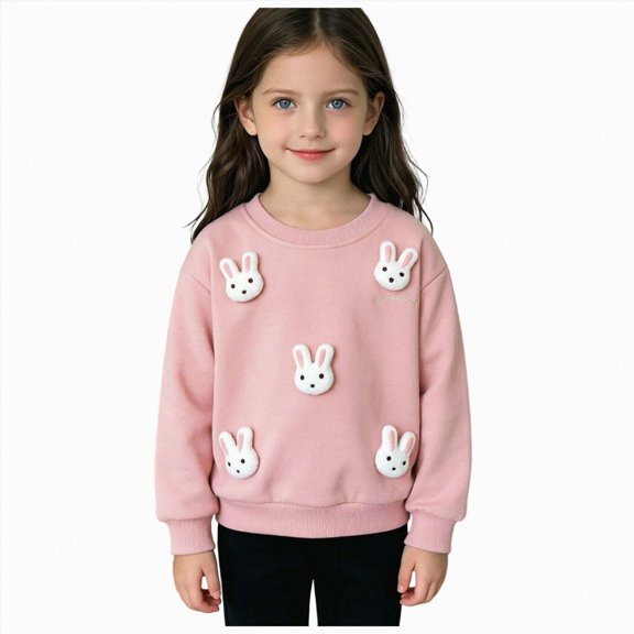 TOWED22 Girl's Y2k Sweatshirt Crew Neck Drop Shoulder Long Sleeve Cute Pullover Tops,5-6 Y
