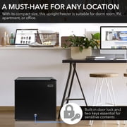 Whynter 1.1 cu ft Energy Star Upright Lockable Freezer, Black Compact Reversible Door, CUF-110B