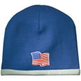 thumbnail image 1 of US Waving Flag Patch Performance Beanie Hat - Royal, 1 of 2