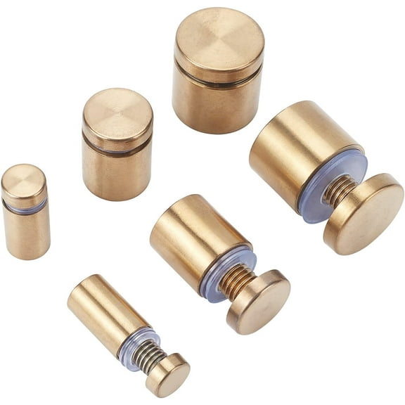 12 Pcs Golden Stainless Steel Standoff Screws Wall Sign Holders Screws Mounting Glass Hardware Holder for Hanging Acrylic Picture Frame Sign Displays Gold