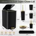 thumbnail image 2 of Black and Gold Bathroom Set with Stainless Steel Trash Can, Toilet Brush &, 2 of 5