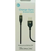 AT&T Mfi Certified Braided Lightning Data Sync Charge Cable 6ft - Black