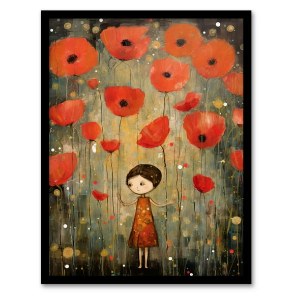 The Poppy Dream Elegant Giant Flower Floral Oil Painting Art Print Framed Poster Wall Decor 12x16 inch