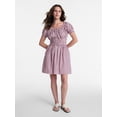 thumbnail image 3 of Time and Tru Women's and Women's Plus Cotton Peasant Mini Dress With Puff Sleeves, Sizes XS-4X, 3 of 6