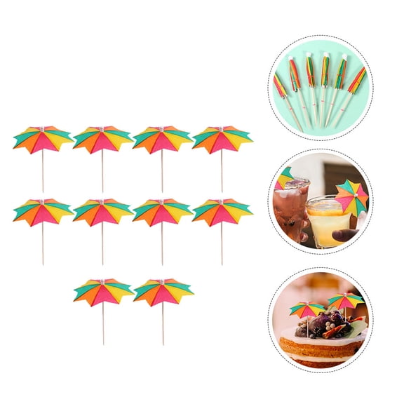 Toyvian 20Pcs Mini Umbrella Decoration Disposable Picks Assorted Accessory for Fruits