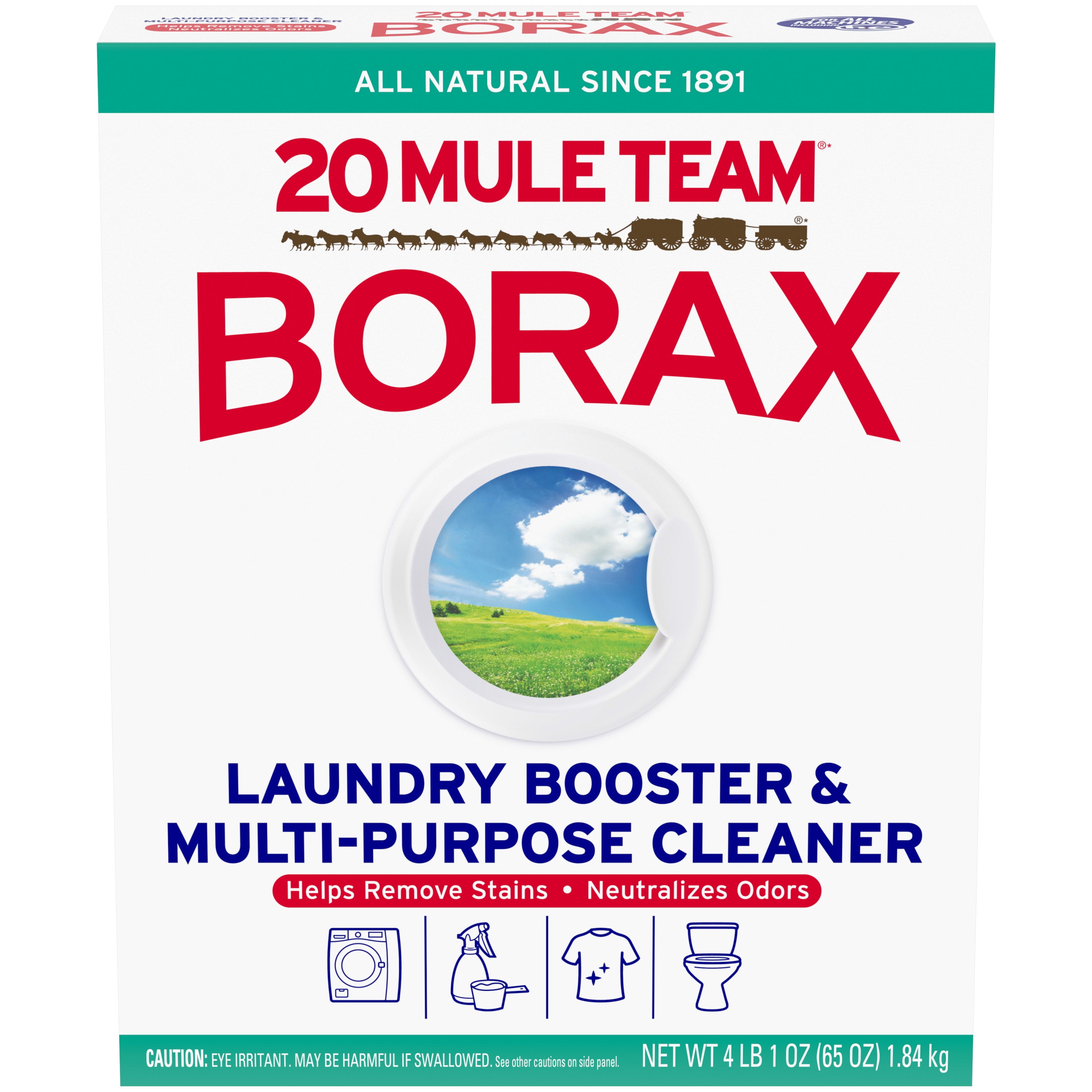 20 Mule Team All Natural Borax Laundry Detergent Booster & Multi-Purpose Household Cleaner, 65 Ounce