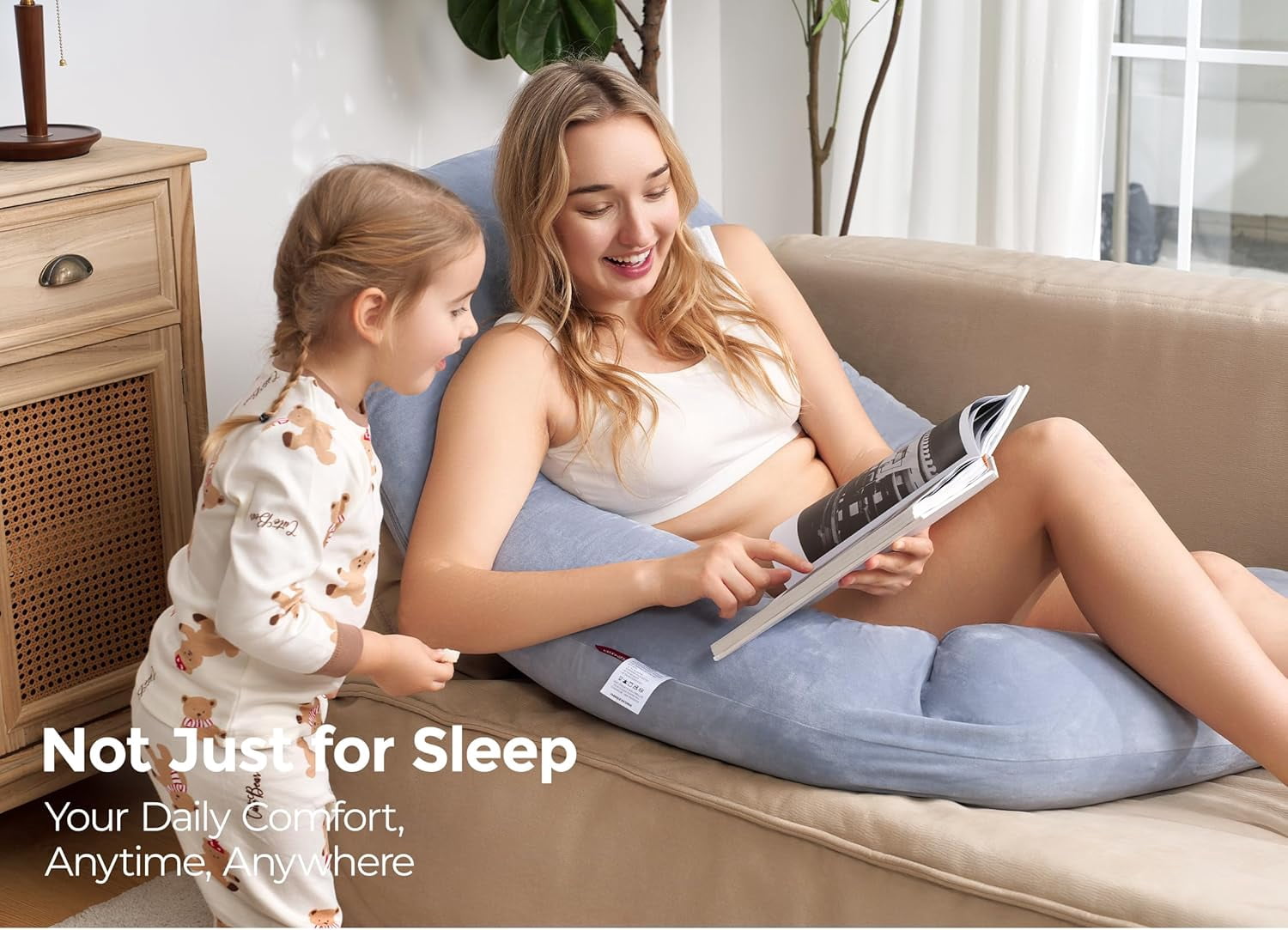 ANHXN Pregnancy Pillow for Sleeping,  Removable Cover - Support for Back, Hip, Belly, Legs for Pregnant Women, Full Body Pillow