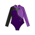 thumbnail image 3 of IEFIEL Kids Girls Ball Gymnastics Leotard Long Sleeves Shiny Rhinestone Figure Skating Jumpsuit Purple 16, 3 of 5