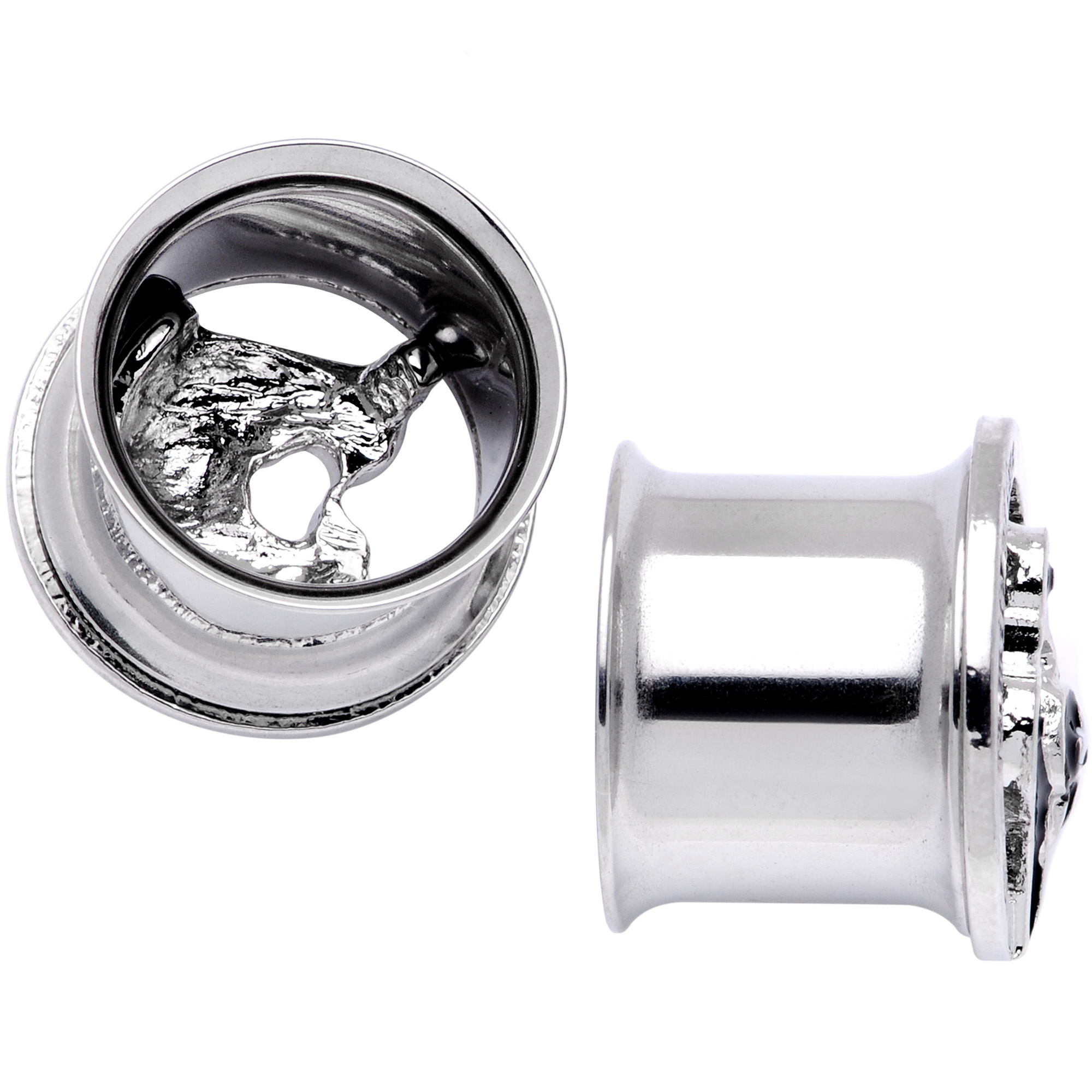 Body Candy Women 9/16" 2PC Steel Double Flare Tunnel Plug Set Family of Love Penguin Ear Plug Gauges 14mm