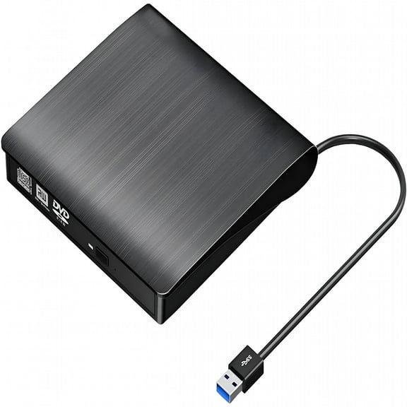GJX Portable External CD/DVD Drive, USB 3.0, Slim,  /-RW, Writer/Reader, 1 Unit, Cross-Compatible with PC, Desktop, Laptop, Mac, Windows, Linux