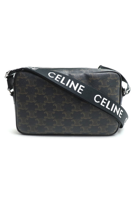 Pre-Owned CELINE Triomphe Medium Shoulder Bag, Black/Brown, 197202, Women's (Good)