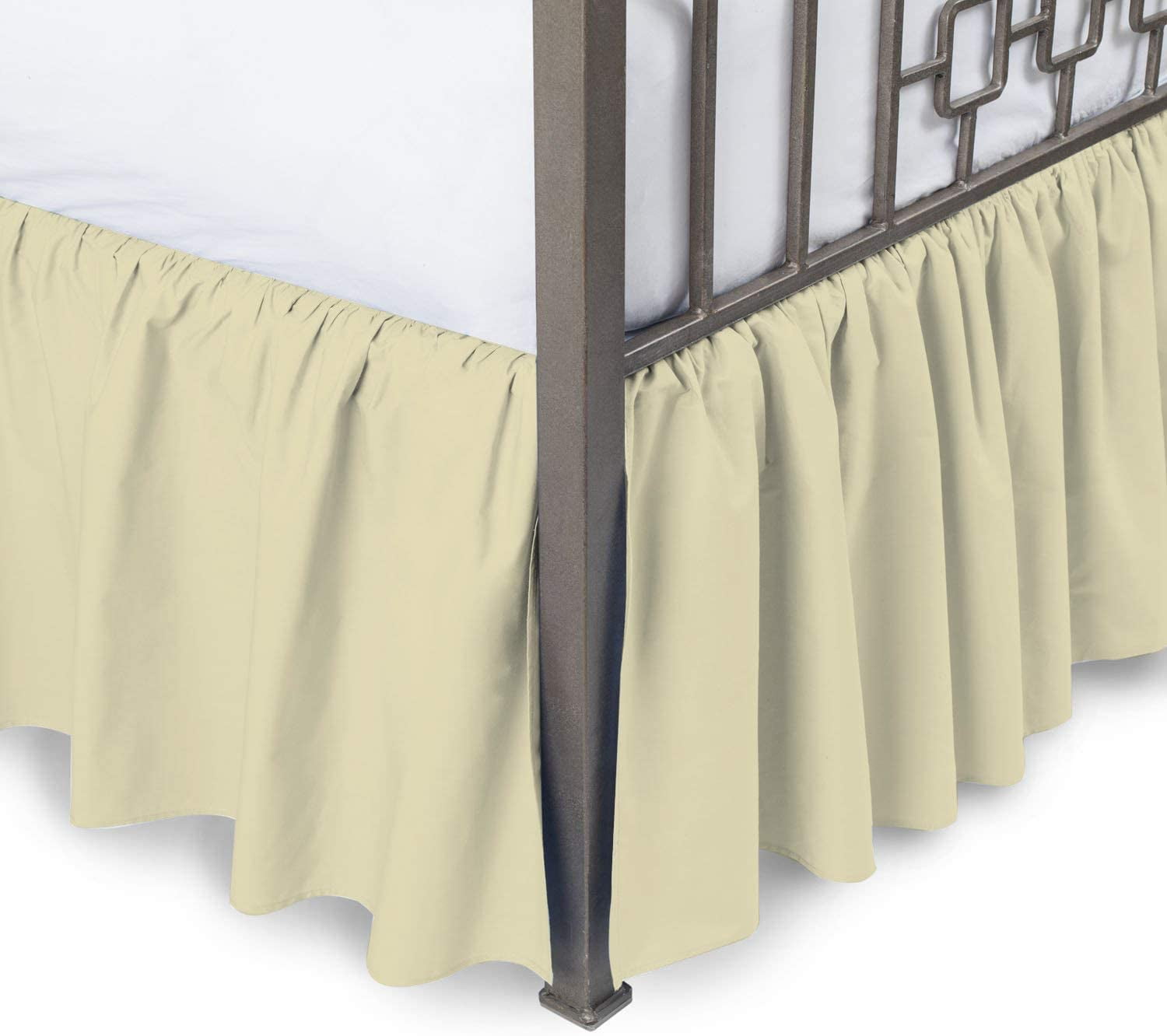 IVORY STRIPED TAILORED BED SKIRT 1000 TC 100% COTTON CHOOSE DROP LENGTH AND SIZE 