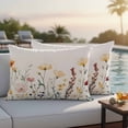 thumbnail image 4 of Yellow Spring Floral Outdoor Waterproof Pillow Covers, Vintage Flowers Farmhouse Decorative Rectangle Throw Pillowcase Sofa Cushion Sham for Patio/Couch/Chair, 20"x12" 2 Pack, 4 of 8