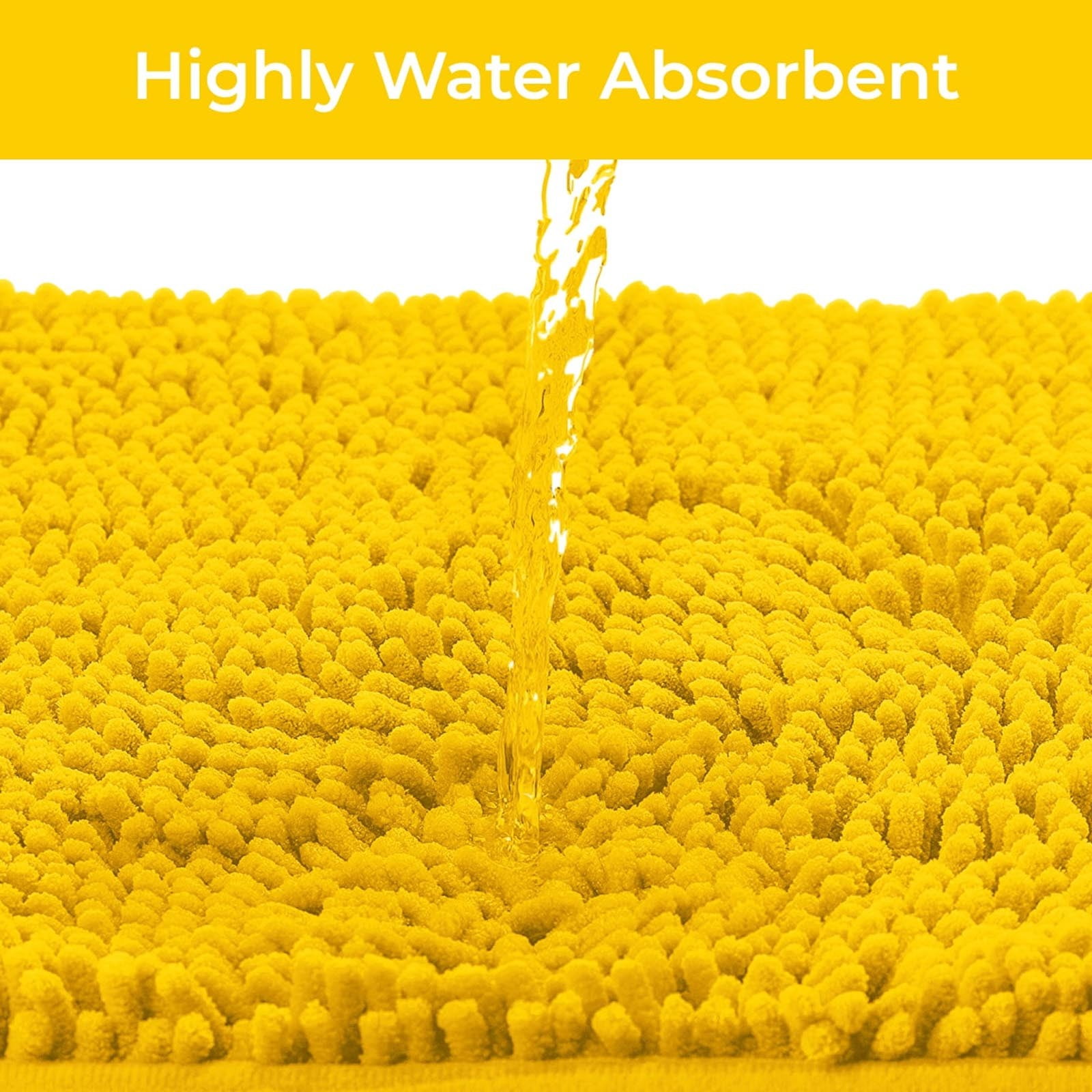 Plush Bath Mat, Super Absorbent and Quick-Drying, Non-Slip Bottom, Machine Washable, for Bathroom and Shower, Soft Shaggy Rug Yellow2