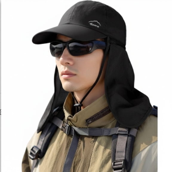 Men's UPF50  Wide‑Brim Sun Hat, Waterproof Mesh Hat with Neck Flap for Fishing Hiking Travel
