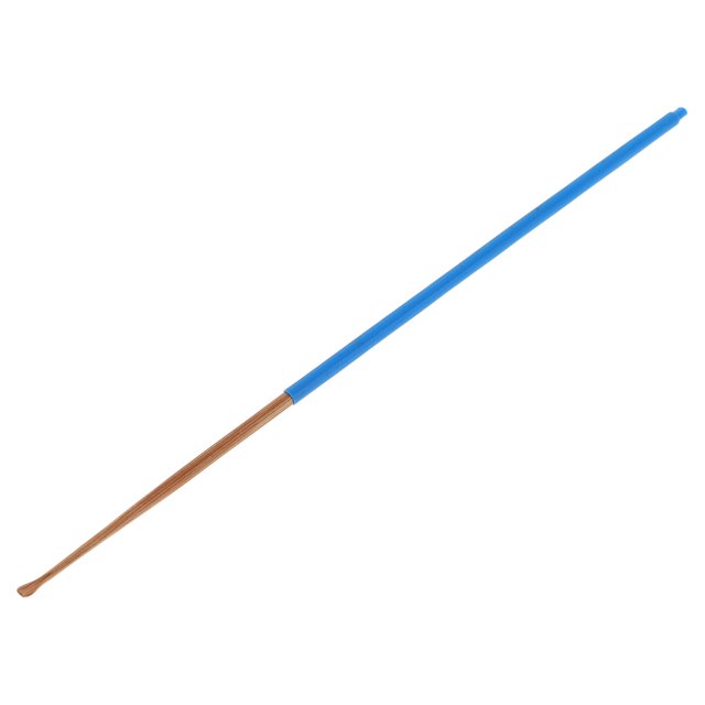 limpiador de oídos de bambú, cuchara para quitar cerumen, herramienta de madera para adultos y niños limpiador de 17 cm con vástago de bambú y mango cubierto azul, punta en forma de cucharilla para extracción de cera; diseño ergonómico para higiene auditiva en uso doméstico o profesional.