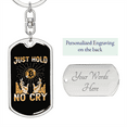 thumbnail image 2 of Just Hold Bitcoin Crypto Stainless Steel or 18k Gold Premium Swivel Dog Tag Keychain, 2 of 16