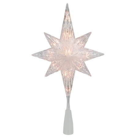 LED Clear Crystal Bethlehem Star Christmas Tree Topper - Clear Lights, 11